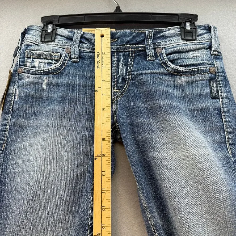Silver Jeans Women's 26x31 (2) Blue Tuesday Fit Low Slim Boot Western NWT - Picture 12 of 14